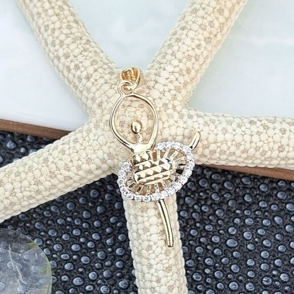CLEARANCE 14k Gold Diamond Ballerina Dancer Pendant - Picture 6 of 10